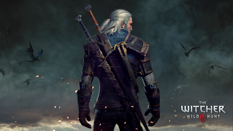 Witcher 3 Wild Hunt wallpaper of Geralt posing with swords