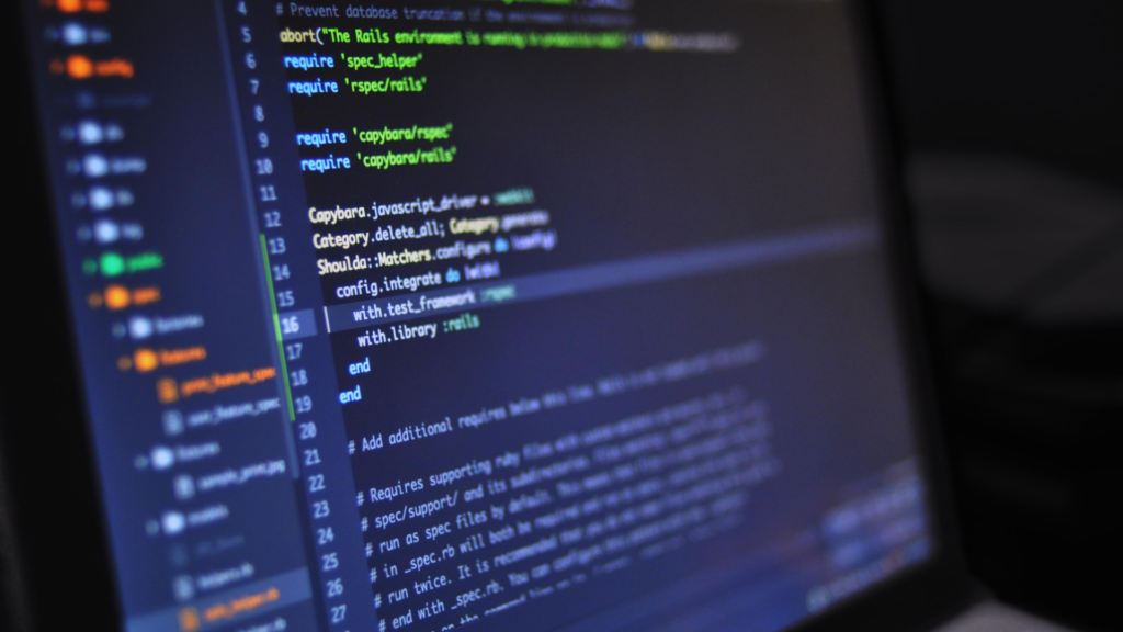 close up view of a coding screen